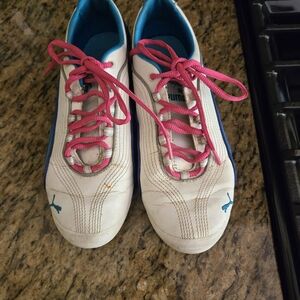 Puma Women's White and Blue Sneakers Size 9